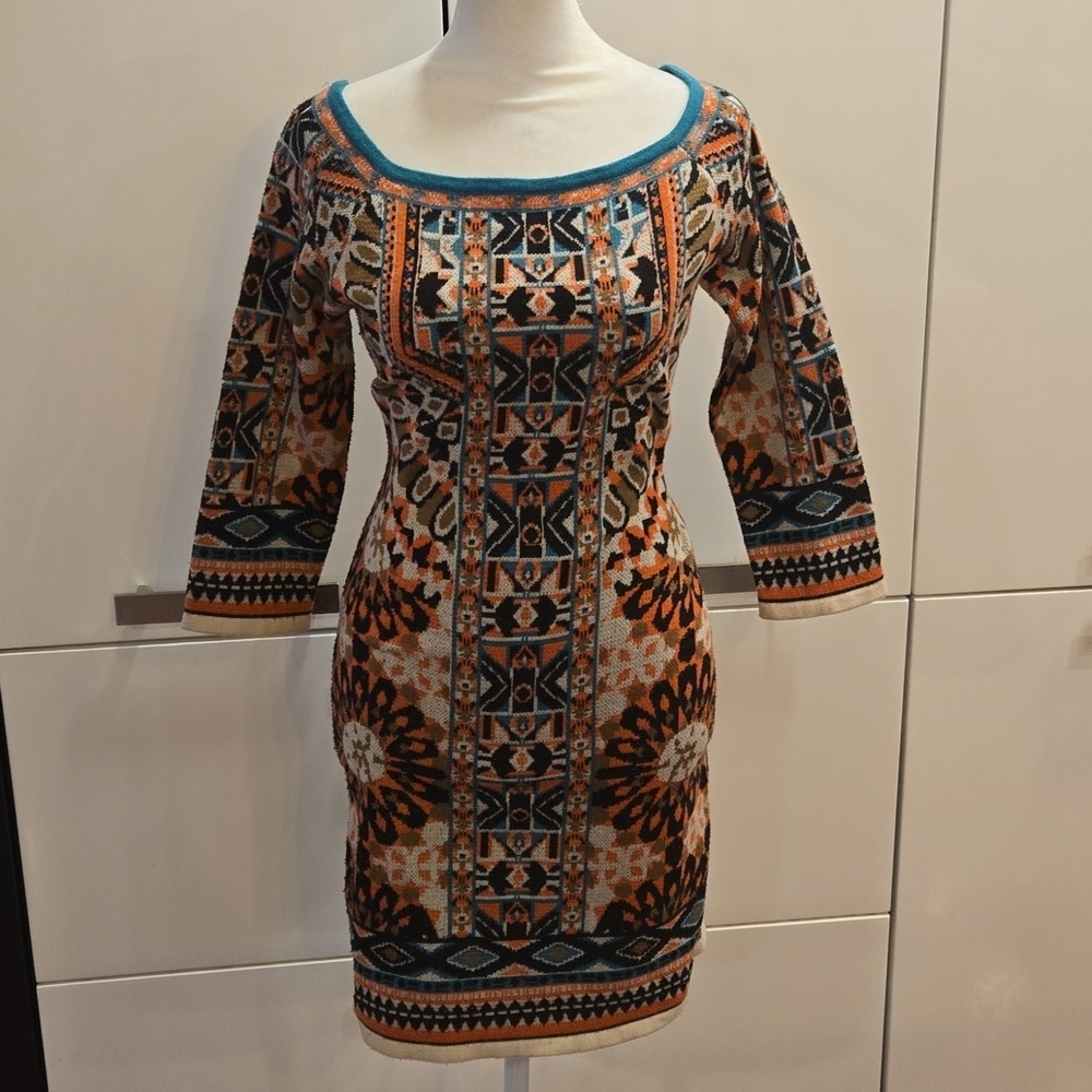 Flying Tomato Knit Stretch Dress Cream Black Size Medium